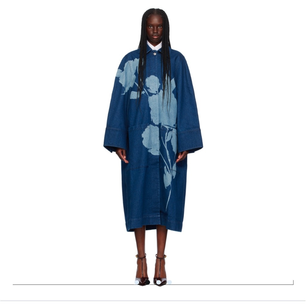 Erdem floral denim swing coat